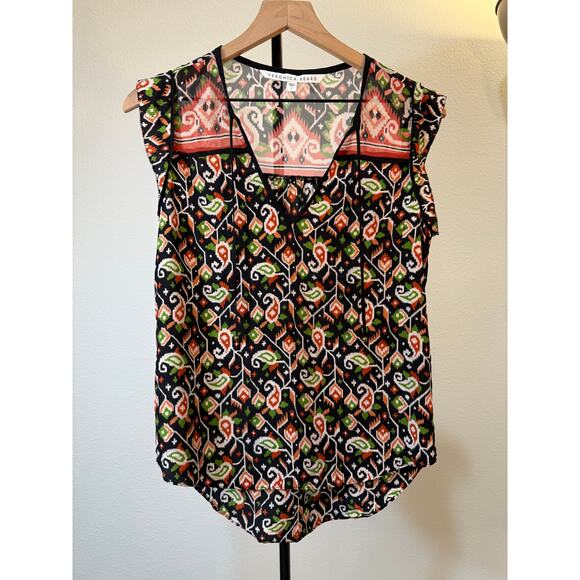 Veronica Beard 100% Silk Ikat Print Sleeveless Blouse โ Size 2 - Picture 5 of 9